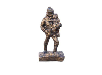 Firefighter saves child hero figure statue sculpture copper imitation look decoration